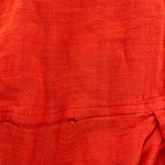 Free People Red Orange Gauzy Back Tie Boho top - Picture 9 of 10